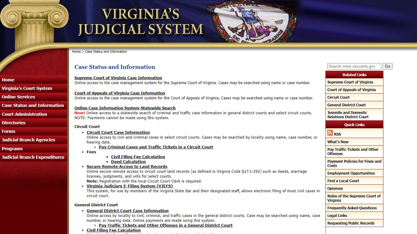 Case Status and Information - ebrief.courts.state.va.us